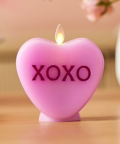 Pastel Orchid Flameless Candle Candy Heart "XOXO"