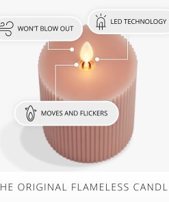 Soft Clay Flameless Candle Ribbed Pillar