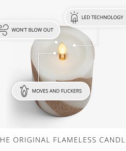 Champagne Glow Candy Cane Glitter Flameless Candle Pillar