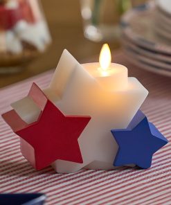 Bright White Liberty Stars Flameless Candle