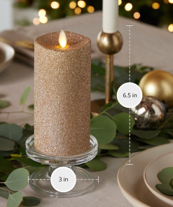 Gold Glitter Flameless Candle Pillar