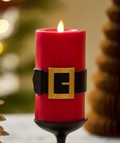 Holiday Red Santa's Belt Flameless Candle Pillar
