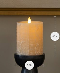 White Swan Sweater Knit Flameless Candle Pillar