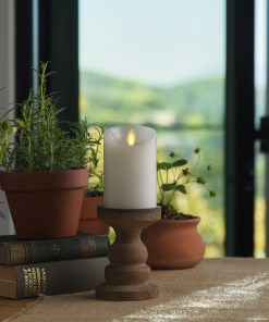 White Flameless Candle Pillar - Scallop Top - 3