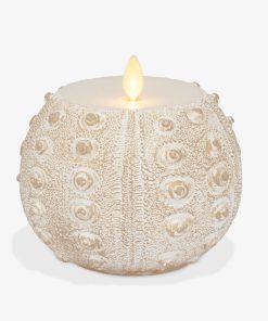 White Sea Urchin Shell Flameless Candle