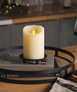 Ivory Flameless Candle Pillar -Scallop Top - 4