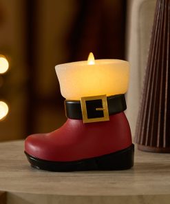 Holiday Red Santa Boot Flameless Candle