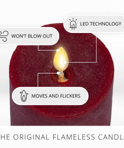 Chalky Red Flameless Candle Pillar