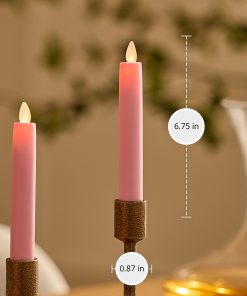 Saga Rose Flameless Candle Tapers - Flat Top - 6.75