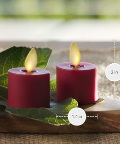 Burgundy Flameless Candle Tealights - Flat Top - Set of 2