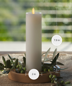 White Flameless Candle Slim Pillar - Recessed Top