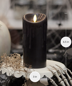 Black Wax Drip Flameless Candle Pillar