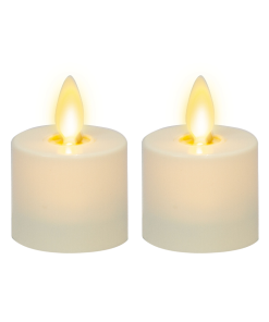 Pearl Ivory Flameless Candle Tealights - Flat Top - Set of 2