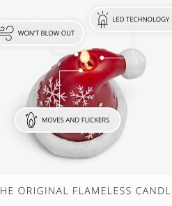 Holiday Red Santa Hat with Snowflakes Flameless Candle
