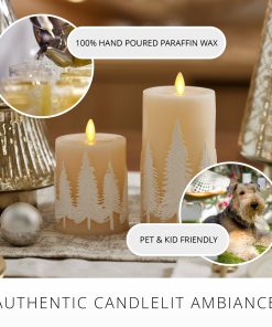 White Swan Embossed Trees Flameless Candle Pillar