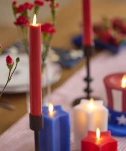 Set of 3 Red, White & Blue Star-shaped Flameless Candle Pillars