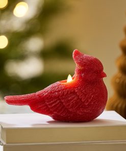 Holiday Red Glitter Flameless Candle Cardinal