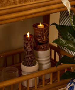 Cherry Mahogany Chalky Slim Tiki Flameless Candle Pillar