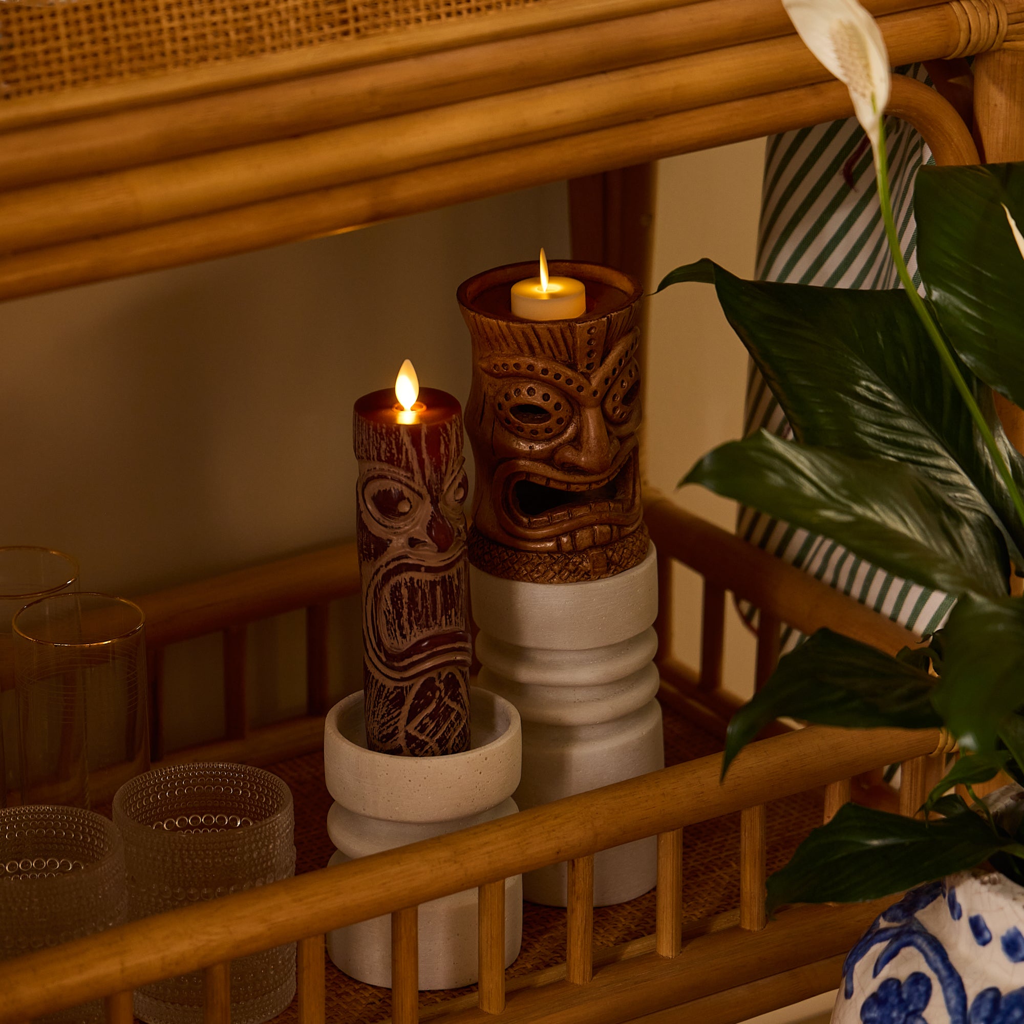 sm-image-8db39bb078b81ef7d8c697e0 Cherry Mahogany Chalky Slim Tiki Flameless Candle Pillar