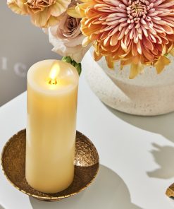 Ivory Flameless Candle Slim Pillar - Recessed Top - 2