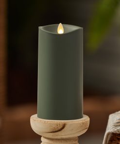 Loden Green Outdoor Flameless Candle Pillar