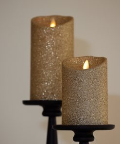Champagne Glow Glitter Flameless Candle Pillars