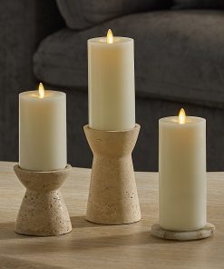 Pearl Ivory Rechargeable Wick To Flame Flameless Candle Pillar
