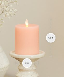 Chalky Linen Mellow Peach Flameless Candle Pillar