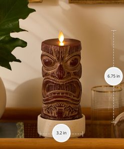 Cherry Mahogany Chalky Tiki Flameless Candle Pillar