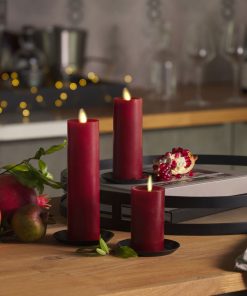 Burgundy Flameless Candle Slim Pillar
