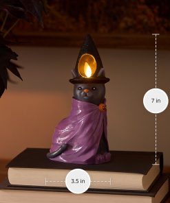 Smoky Charcoal Flameless Candle Witch Cat