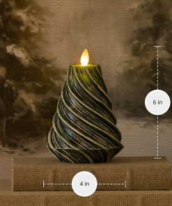 Holiday Green Glitter Swirl Flameless Candle Tree