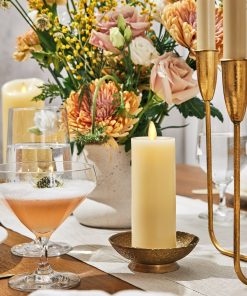 Ivory Flameless Candle Slim Pillar - Recessed Top - 2