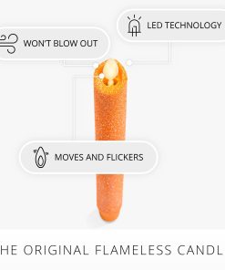 Russet Orange Glitter Flameless Candle Taper