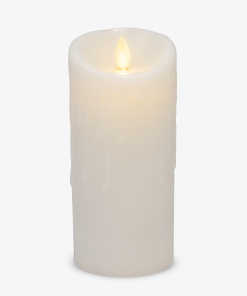 White Wax Drip Flameless Candle Pillar