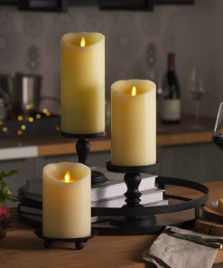 Ivory Flameless Candle Pillar -Scallop Top - 4" Width