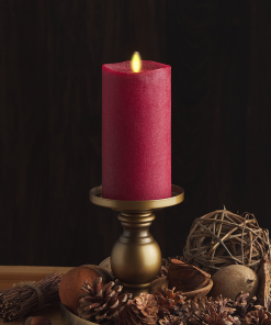 Chalky Red Flameless Candle Pillar