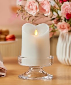 White Flameless Candle Heart Pillar