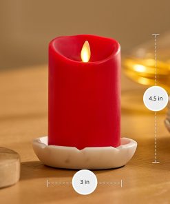 True Red Flameless Candle Pillar - Scallop Top - 3