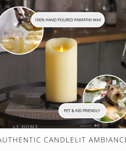 Ivory Flameless Candle Pillar -Scallop Top - 4