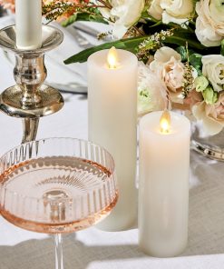 White Flameless Candle Slim Pillar - Recessed Top