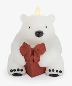 Star White Flameless Candle Polar Bear