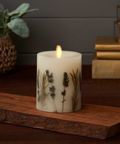 Flameless Embedded Lavender & Rosemary Candle Pillar - Recessed Top