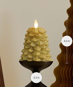 Rich Gold Glitter Flameless Candle North Tree