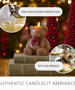 Warm Biscuit Holiday Teddy Bear Flameless Candle