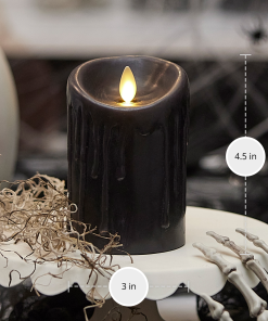 Black Wax Drip Flameless Candle Pillar