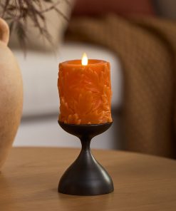 Marmalade Embossed Leaves Flameless Candle Pillars
