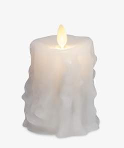 White Heavy Wax Drip Flameless Candle Slim Pillar