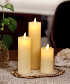 Ivory Flameless Candle Slim Pillar - Recessed Top - 2