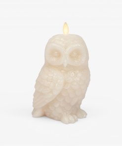 White Swan Glitter Snowy Owl Flameless Candle